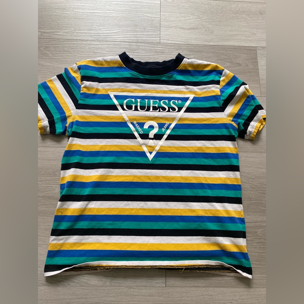 GUESS Kids Striped Shirt - Yellow, Green, Blue